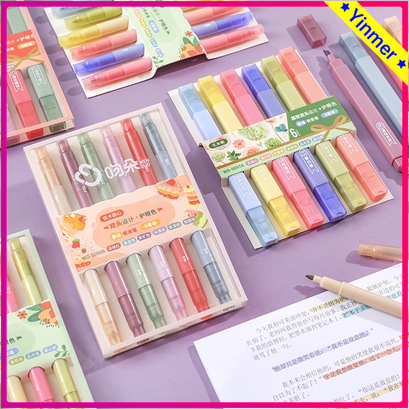 

COD✨6Pcs/Set Stabilo Pastel Isi / Highlighter Warna/ Spidol Warna Warni Kreatif Untuk Alat Tulis Impor-Yinmer