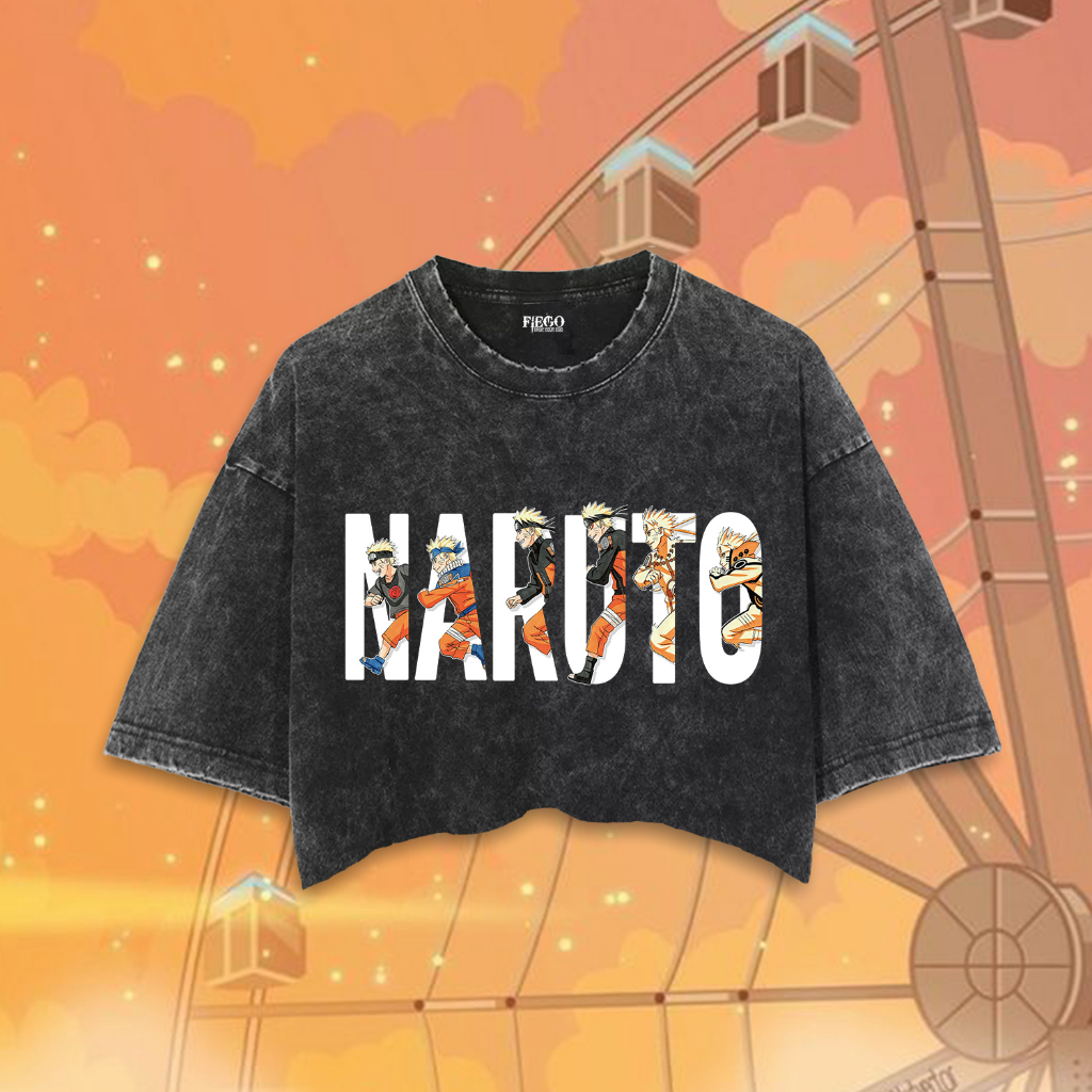 Fiego "NARUTO RUN" | Premium All Size Crop Top | Stone Wash | Crop Tee | Crop Top Lisa Blackpink | W