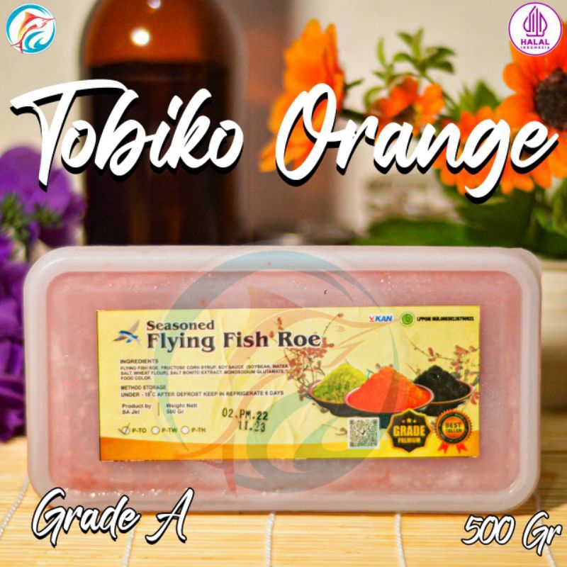 TOBIKO ORANGE GRADE A PREMIUM HALAL FLYING FISH ROE | TELUR IKAN TERBANG