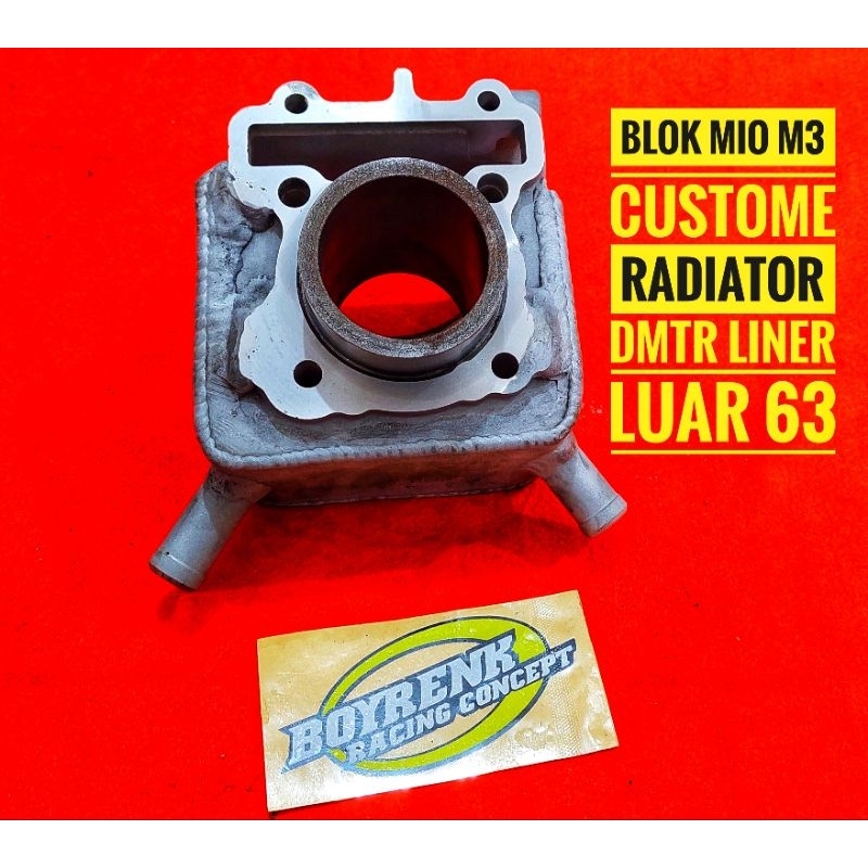 CYLINDER BLOK MIO M3|MIO 125 CUSTOME RADIATOR DMTR LUAR LINER 63|65-BOYRENK RACING