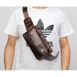 Leather Waistbag - Tas Pinggang Kulit Asli Pria Premium - Tas Pinggang Kulit Asli 100% Original