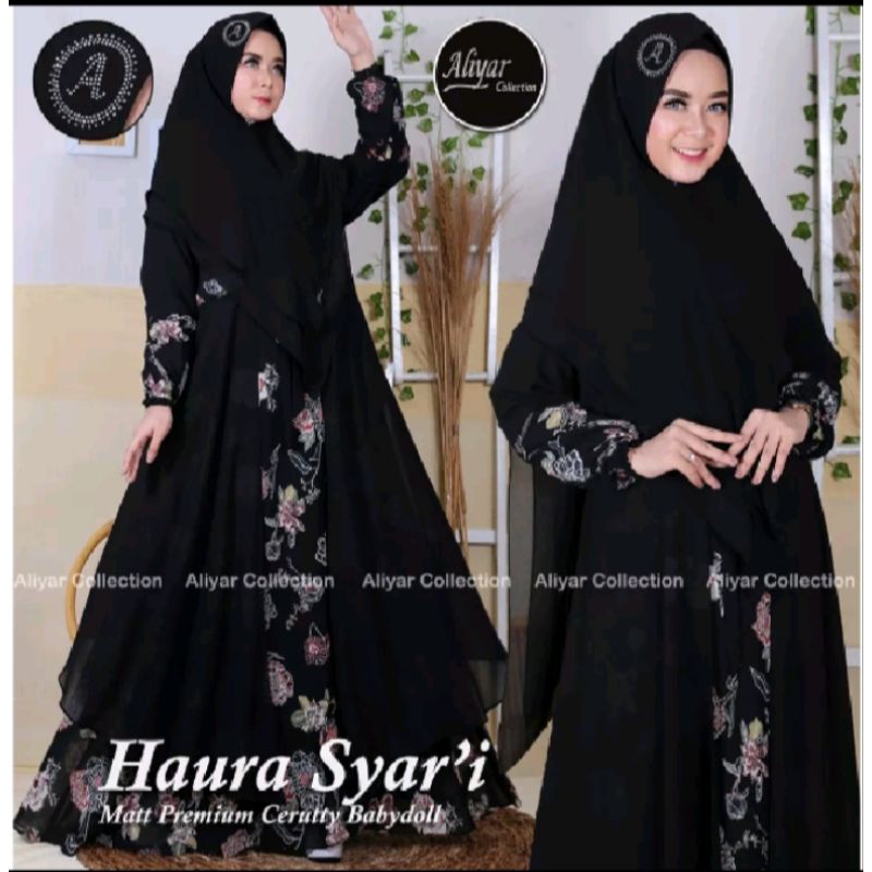 gamis Haura syar'i/ original Awliya Collection/ceruty babydoll premium/gamis syar''i
