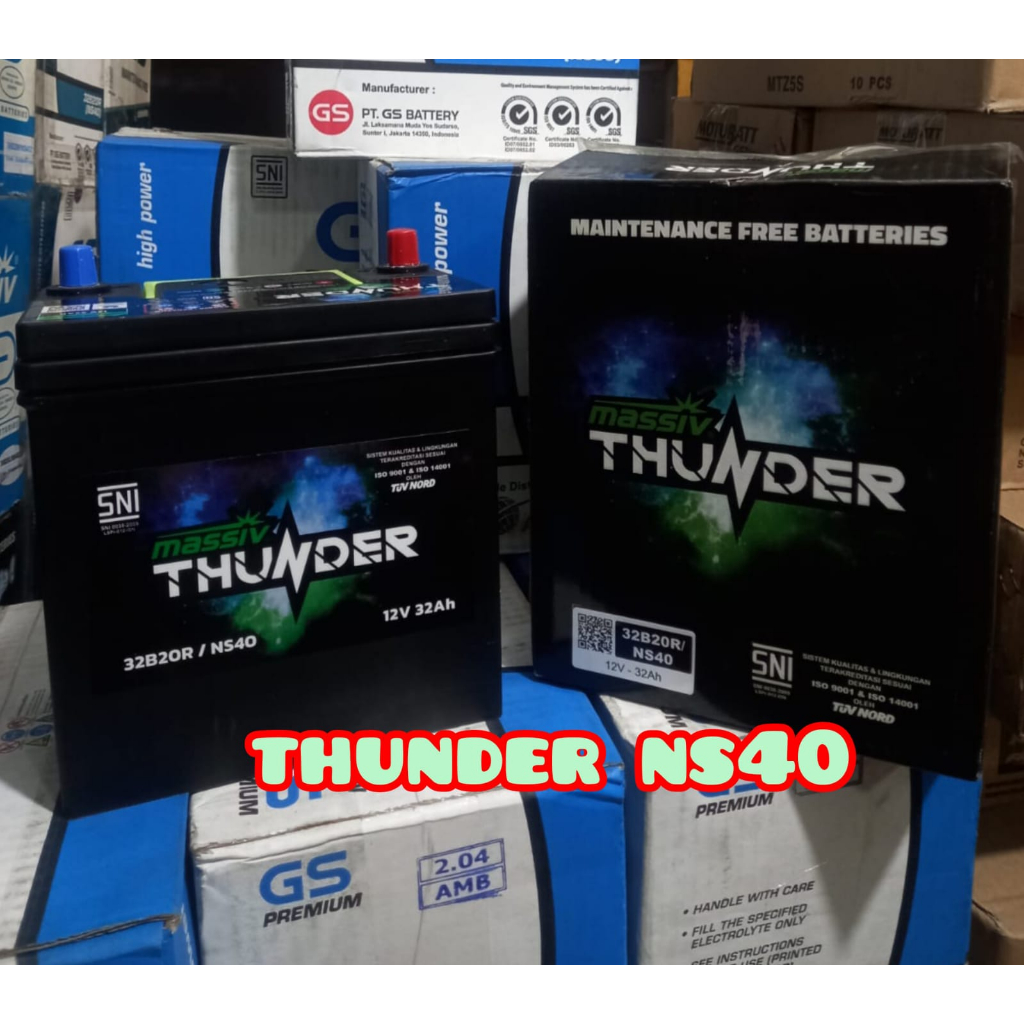 aki maintenance free ns40 12v 32ah kering massiv thunder