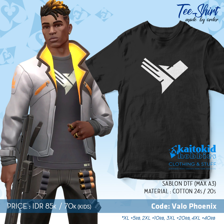 Kaos VALORANT PHOENIX game gaming bisa custom desain bebas