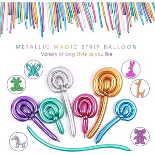 (Isi 100 Pcs ) Balon Twist Chrome per Pack isi 100 / Balon Panjang Metalik / Balon Cacing / Balon Pe