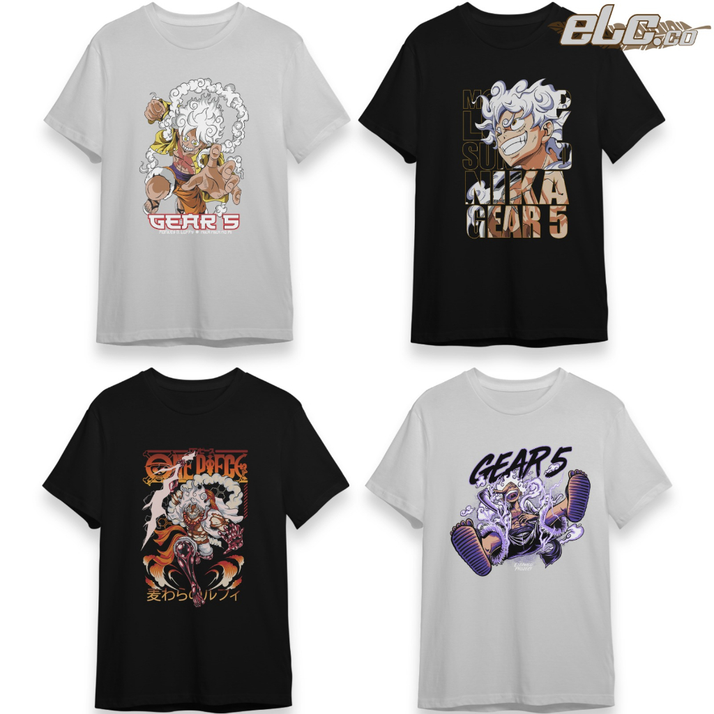 Elcameo Kaos Distro One Piece Gear 5 Baju Premium Unisex Oversized Vol 2