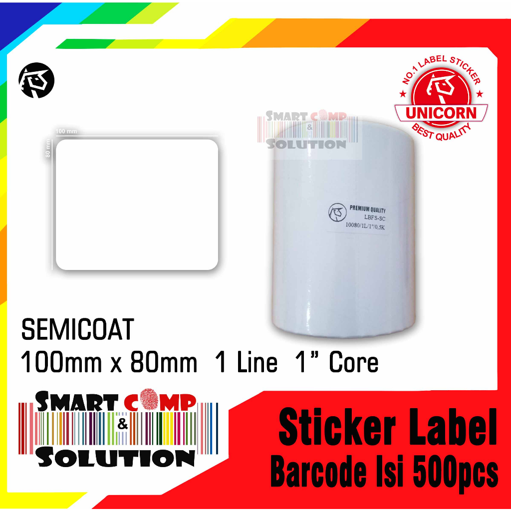 

Kertas Stiker Label barcode Semicoated 100x80mm 1Line Isi 500pcs
