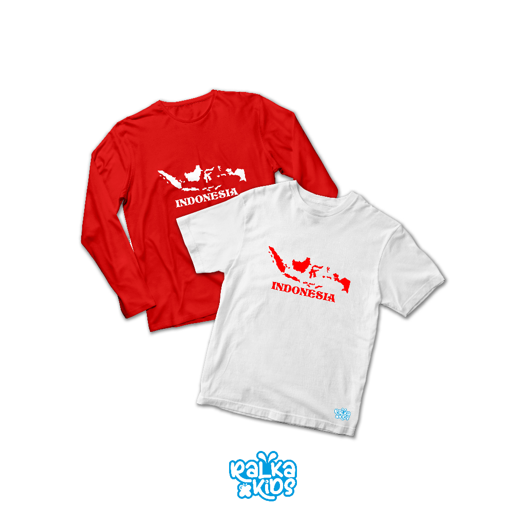 [ANAK] PETA INDONESIA | Kaos Indonesia Anak Usia 1 - 12 Tahun | Kaos Merah Putih Lengan Panjang | ra