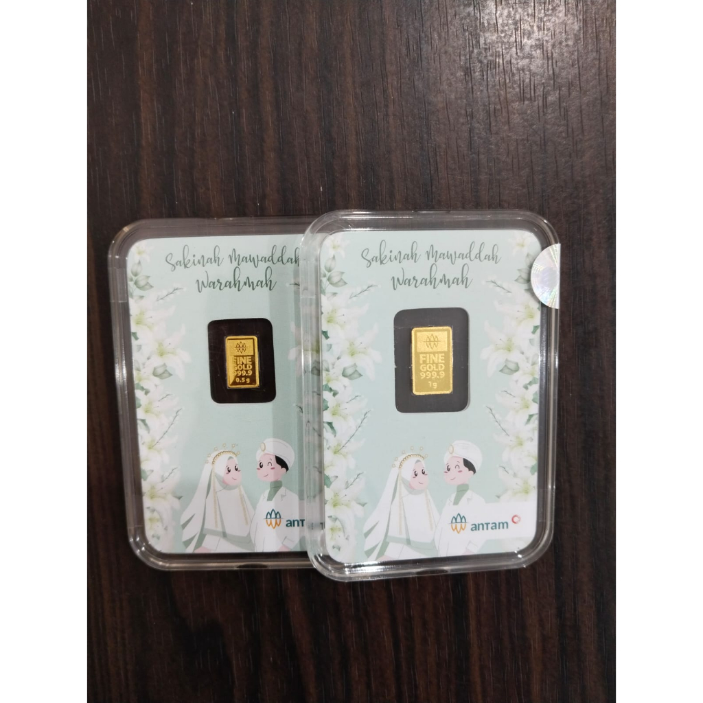 EMAS LOGAM MULIA HADIAH GIFT SERIES ANTAM HARTADINATA 9999 EMAS KITA WEDDING SAMAWA 0.5 GRAM DAN 1 G