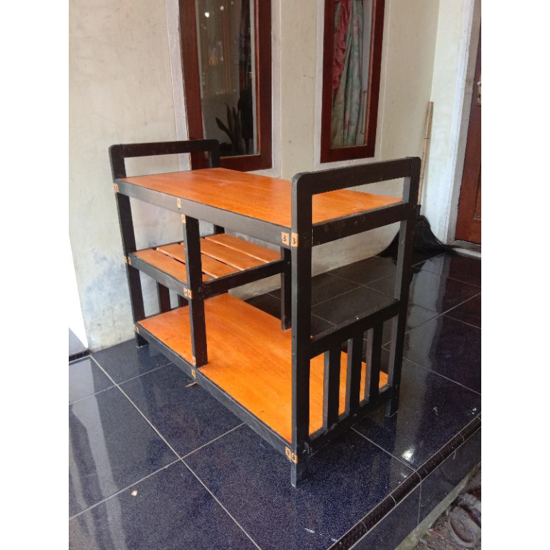 Meja kompor kayu 2 tungku | Meja dapur serbaguna | Meja kayu