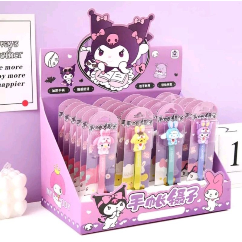 penjepit tweezer sanrio,tweezer sticker pinset bengkok,jepitan sticker,penjepit tweezer kartun lucu,