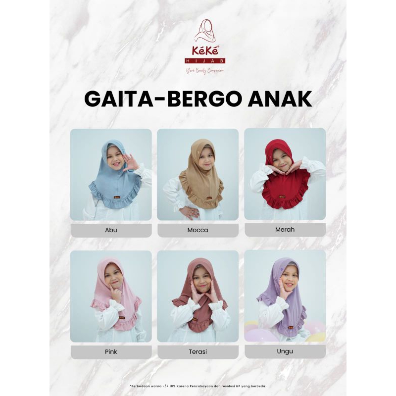 Gaita Bergo Anak | Bergo Anak Terbaru | Bergo Anak Lucu | Bergo Anak Keke Terbaru | Bergo Anak Polos