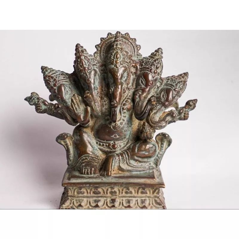 Patung Ganesha Perunggu Pancamuka 14 cm