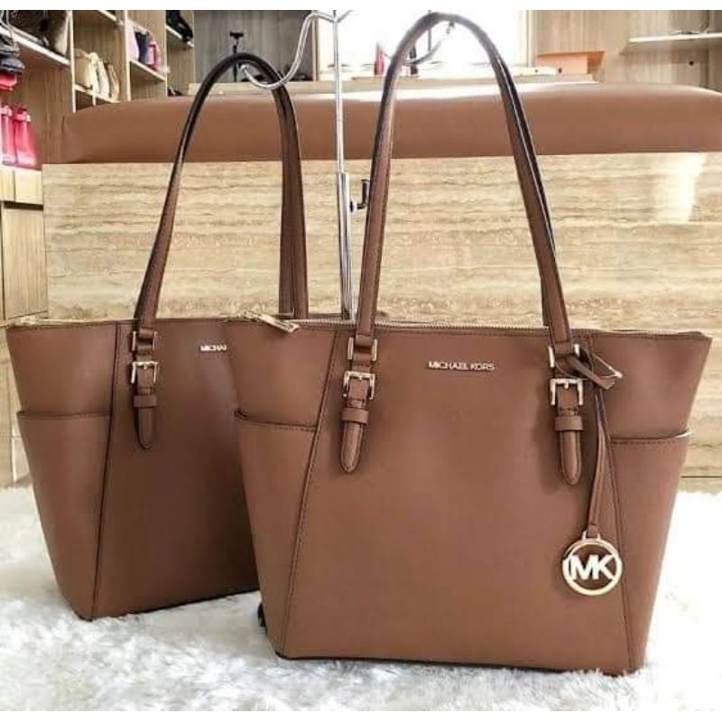 Michael Kors Charlotte Brown Zip Tote Luggage