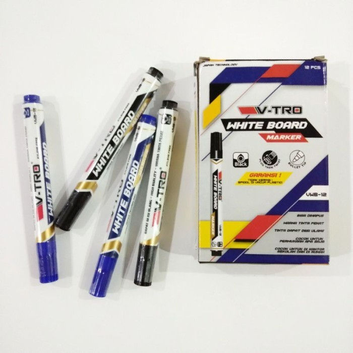 

Spidol Whiteboard VTRO 1 pcs Marker White board besar V-TRO warna hitam Non Permanen Awet