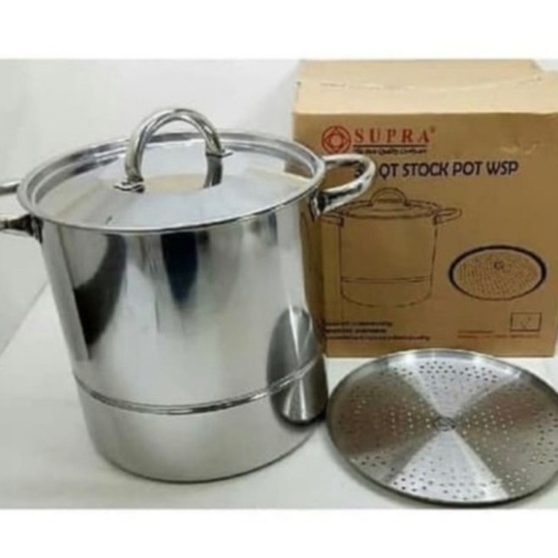 supra panci sarangan stock pot steamer 40QT / panci supra tebal stainless stell