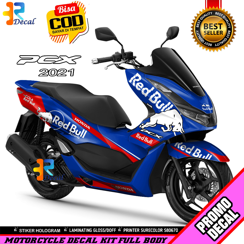 Decal Motor PCX 2021 Desain Red Bull Sticker Decal PCX 160 Full Body