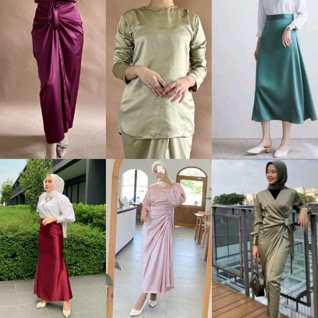 SATIN SILK | Dress Kaftan | Dress Serut | Long Dress | Tunik | Blouse | Dress Kimono | Rok Lilit | R