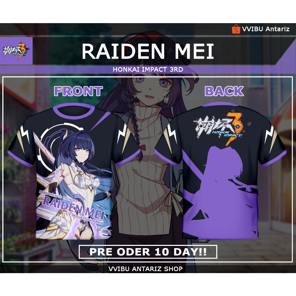 Kaos Fullprint Honkai Impact 3rd Raiden Mei