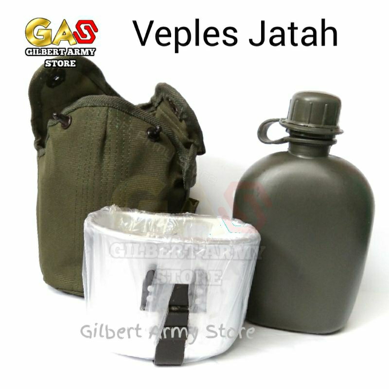 GILBERT ARMY STORE Veples Peples jatah TNI POLRI hijau hitam botol air minum alumunium