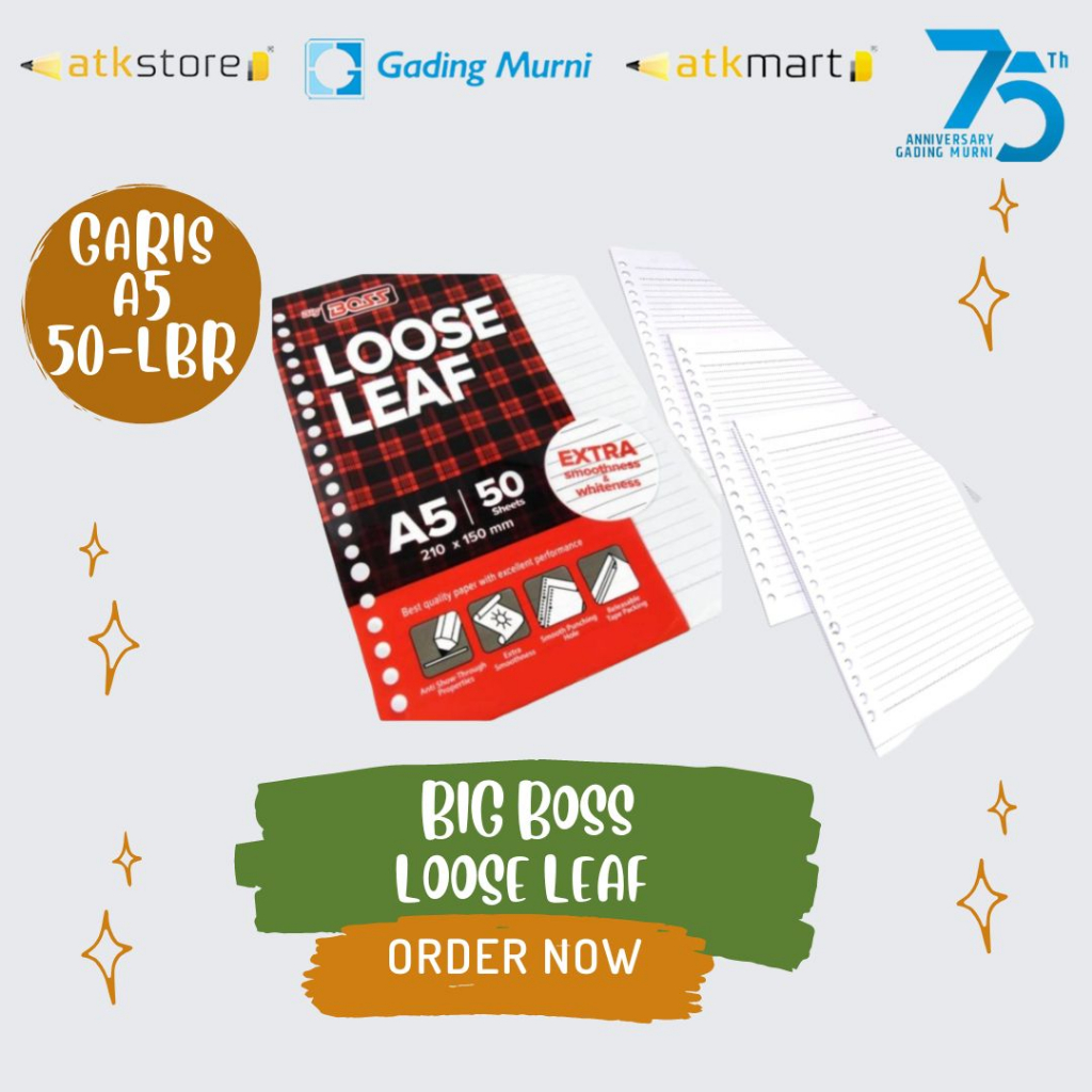 

Big Boss Loose Leaf Garis A5 B5 50 100 Lembar - Isi Binder Bergaris A5 B5 Big Boss