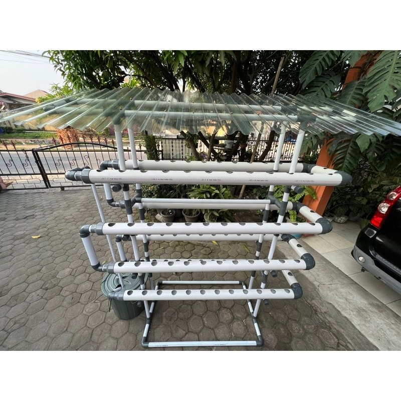 Hidroponik Set Pipa 100 Lubang + Atap + Komplit Tinggal Pakai Bisa Di Rakit Sendiri