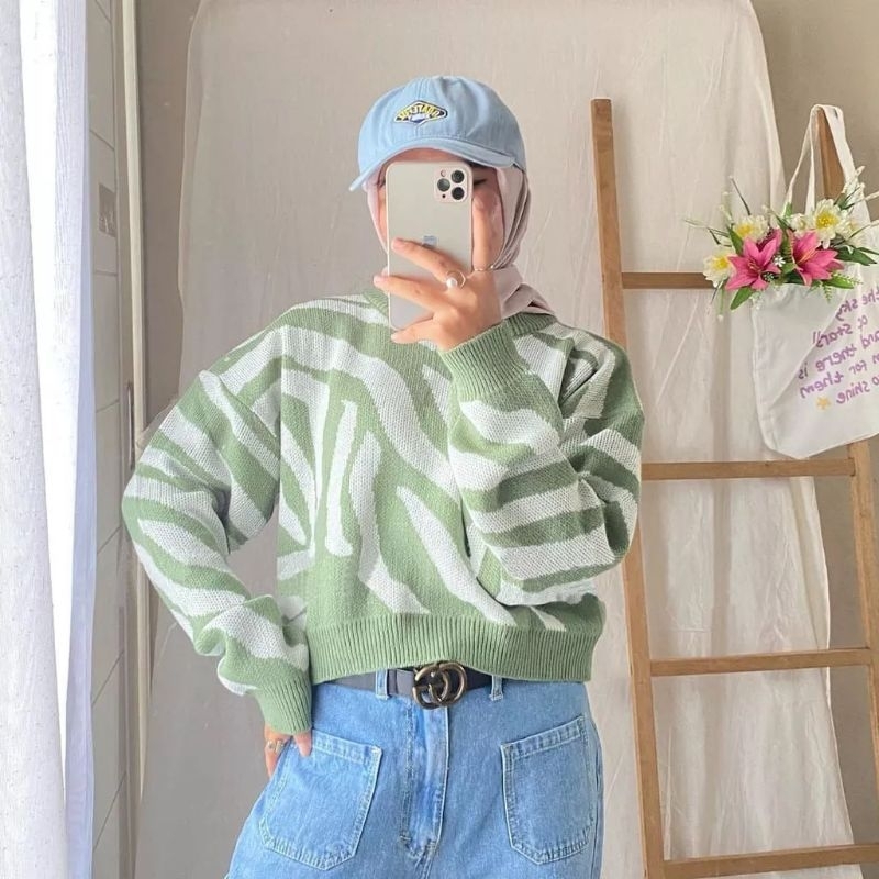 ZEBRA CROP TOP SWEATER / Zebra Croope Knite / Arabelle sweater Zebra / Sweater Rajut Zebra Crop / Sw