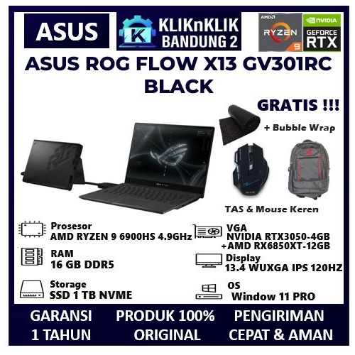 Laptop Asus Rog Flow X13 Gv301rc Amd Ryzen 9 6900HS AMD RX6850XT-12GB Black