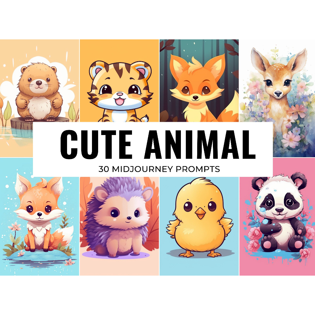 30 Cute Animal Midjourney Prompts, AI Art, Midjourney Prompt, Midjourney AI Art, Learn Midjourney, D
