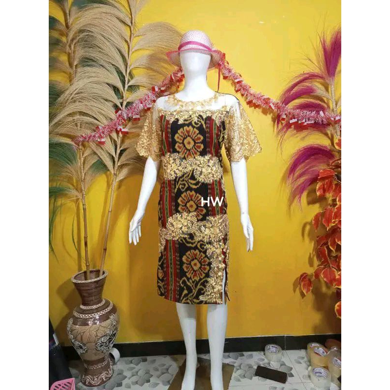 DRESS TENUN MIK BROKAT KUNING