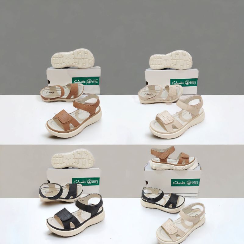 Sepatu sendal clarks pollux semi wedge 188