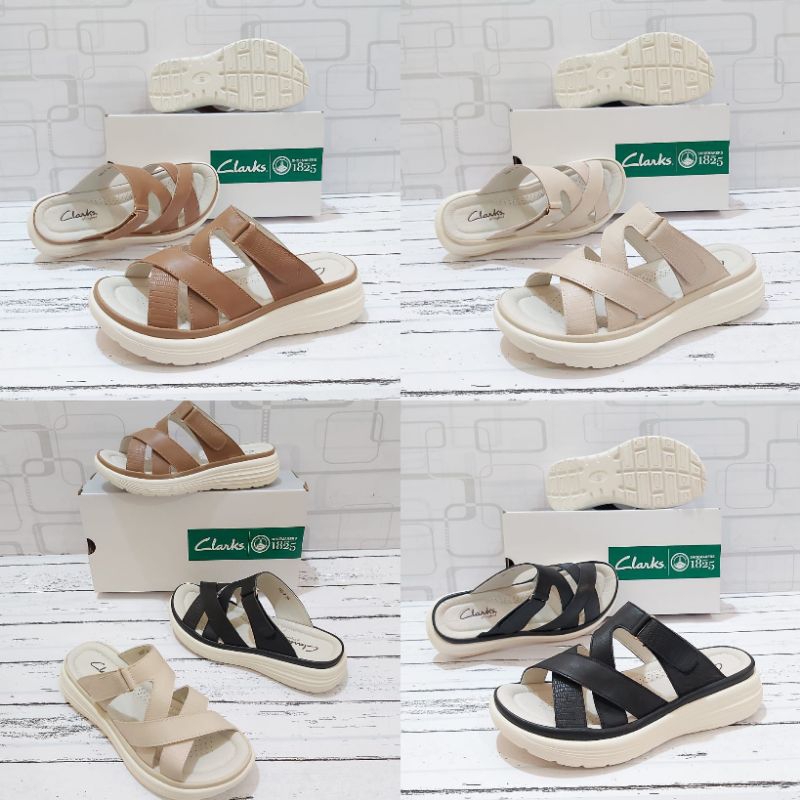 Sendal slop clarks bahan kulit asli 188-7