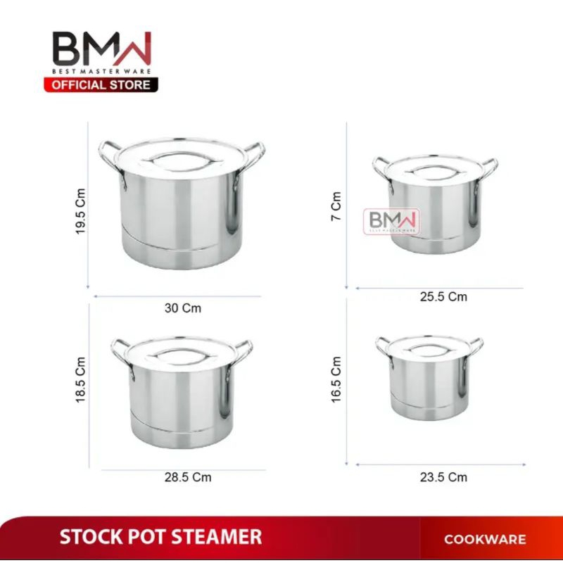 PROMO 1 set 4pcs stock pot steamer stainless TEBAL / panci stockpot stainless / panci dandang