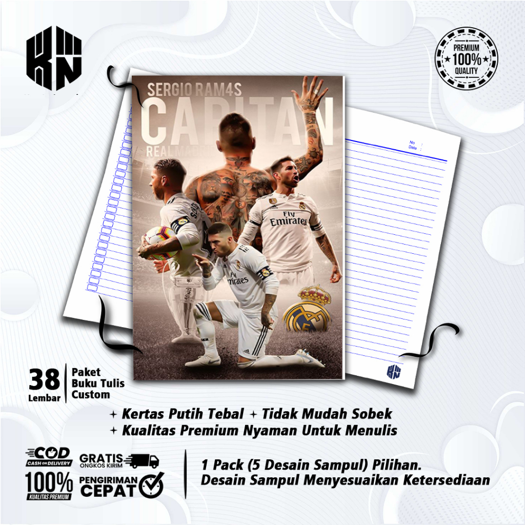 

Buku Tulis Sekolah Custom Tema Sepak Bola SERGIO RAMOS Bergaris 38 Lembar 1 Pak Isi 5 Buku/ Buku Tulis Anime/ Buku Aesthetic/ Buku Catatan