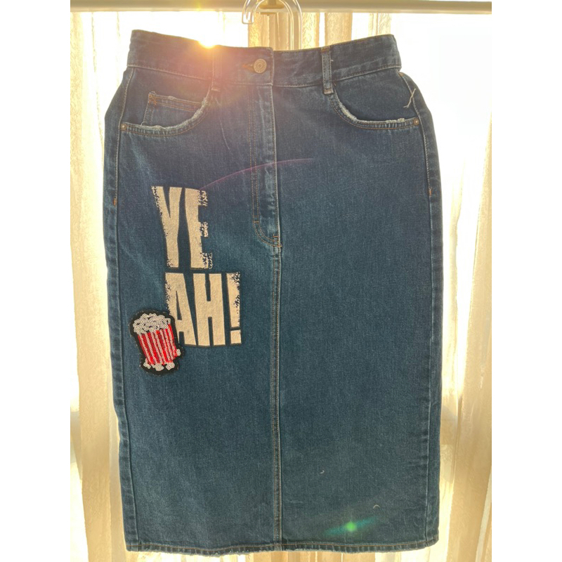 Zara Denim midi skirt S