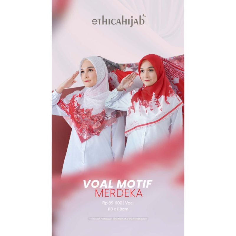 Ethica Hijab Segi Empat Voal Motif Merdeka / Voal Merah Putih / Voal Motif Merah Putih / Voal Motif 