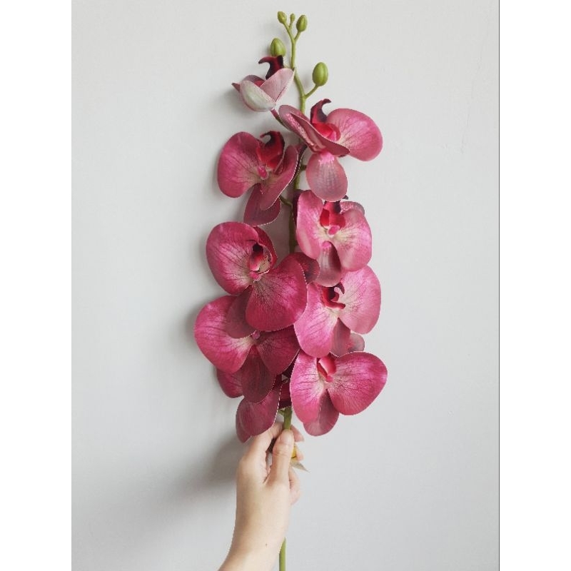 BUNGA SUPER PREMIUM JUMBO ARTIFICIAL ANGGREK ORCHID LATEX 9 KEPALA