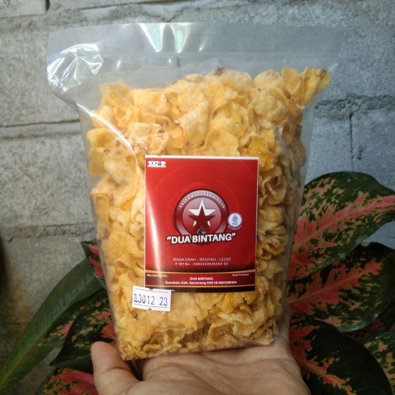 

dua bintang Keripik EMPING JAGUNG ORI cemilan jajanan tradisional snack 250gr