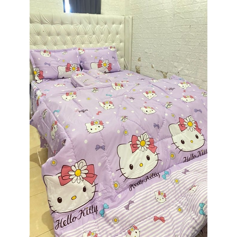 bedcover satu set bahan katun Esra UK 6 kaki