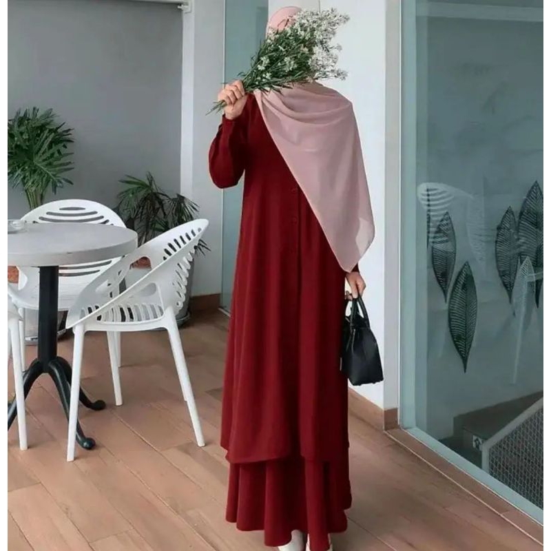 Dress Set Long Tunik Rok Dress Vania Terbaru Dress Cringkle AirFlow Premium Import Dress Casual Impo