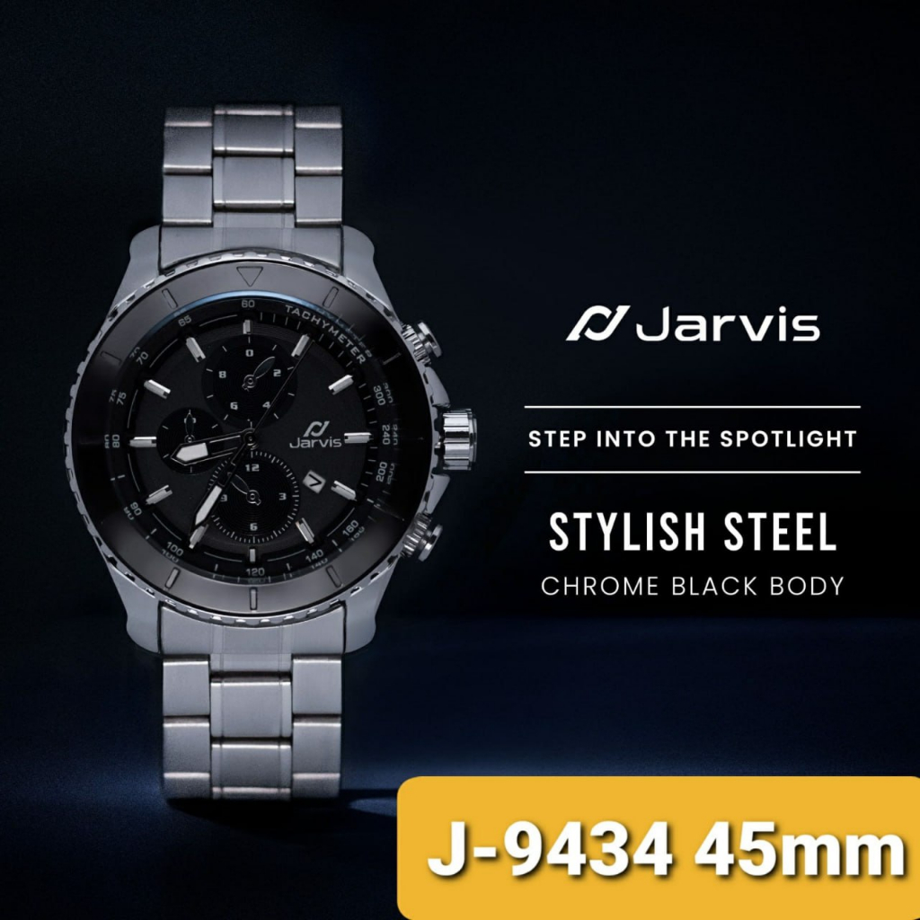( BISA COD ) JAM TANGAN PRIA JARVIS J-9394 TANGGAL AKTIF STRAP RANTAI DIAMETAR 4,5CM