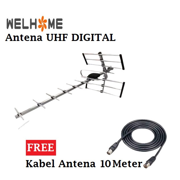 Antena TV Luar Digital WELHOME Genius WH-888 Kabel Antena 10 Meter
