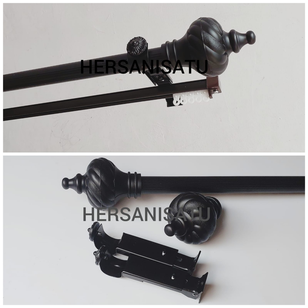 Rollet Gordyn Minimalis Batang Gorden Full Set Warna Hitam Dof Tirai Pintu Jendela