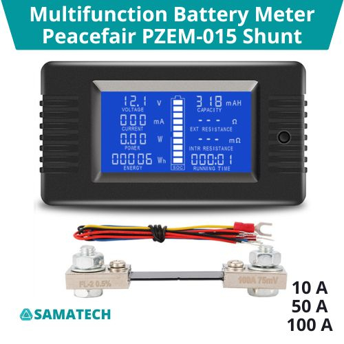 Battery Analyzer Watt Amp Meter Peacefair Digital PZEM-013 PZEM-015 Shunt 10 50 100 A
