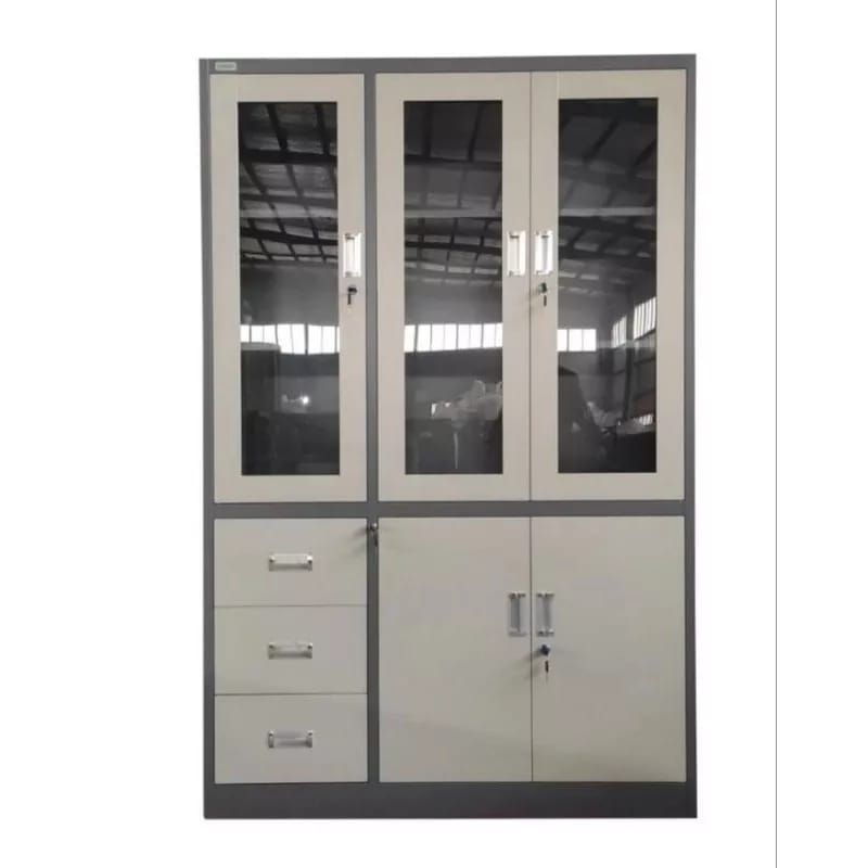 Lemari Arsip Rak Buku Plat Besi 3 Pintu Import B06E