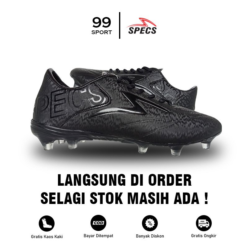NEW CUCI GUDANG Sepatu Sepakbola Specs Estadio Fg Hitam Polos
