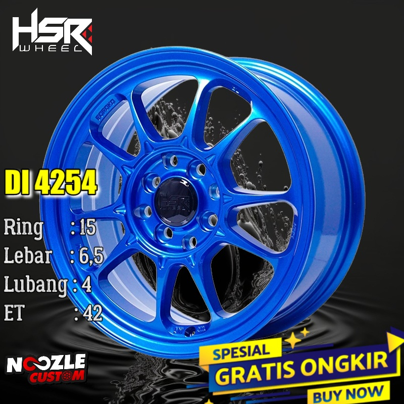 Velg Mobil R15 Biru Lubang 4 Type DL Pelek Racing Brio Jazz Ring 15