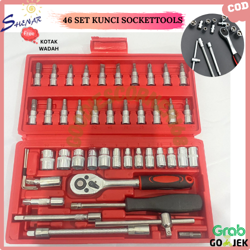 SHENAR 46 PCS KUNCI SOCKET ALAT SOCKETTOOLS PERBAIKAN SERVICE MOBIL SEPEDA MOTOR VIRAL
