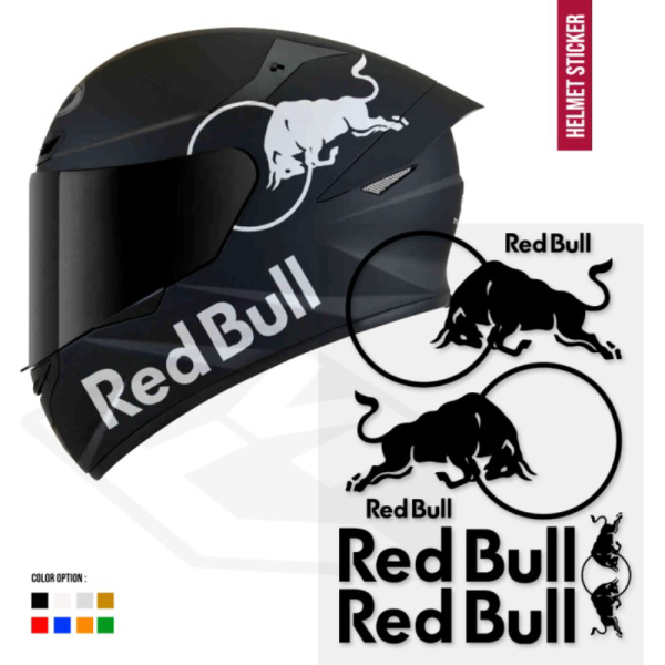 Sticker Redbull Set Body Helm kyt shoei arai shark kbc ink zeus - Putih