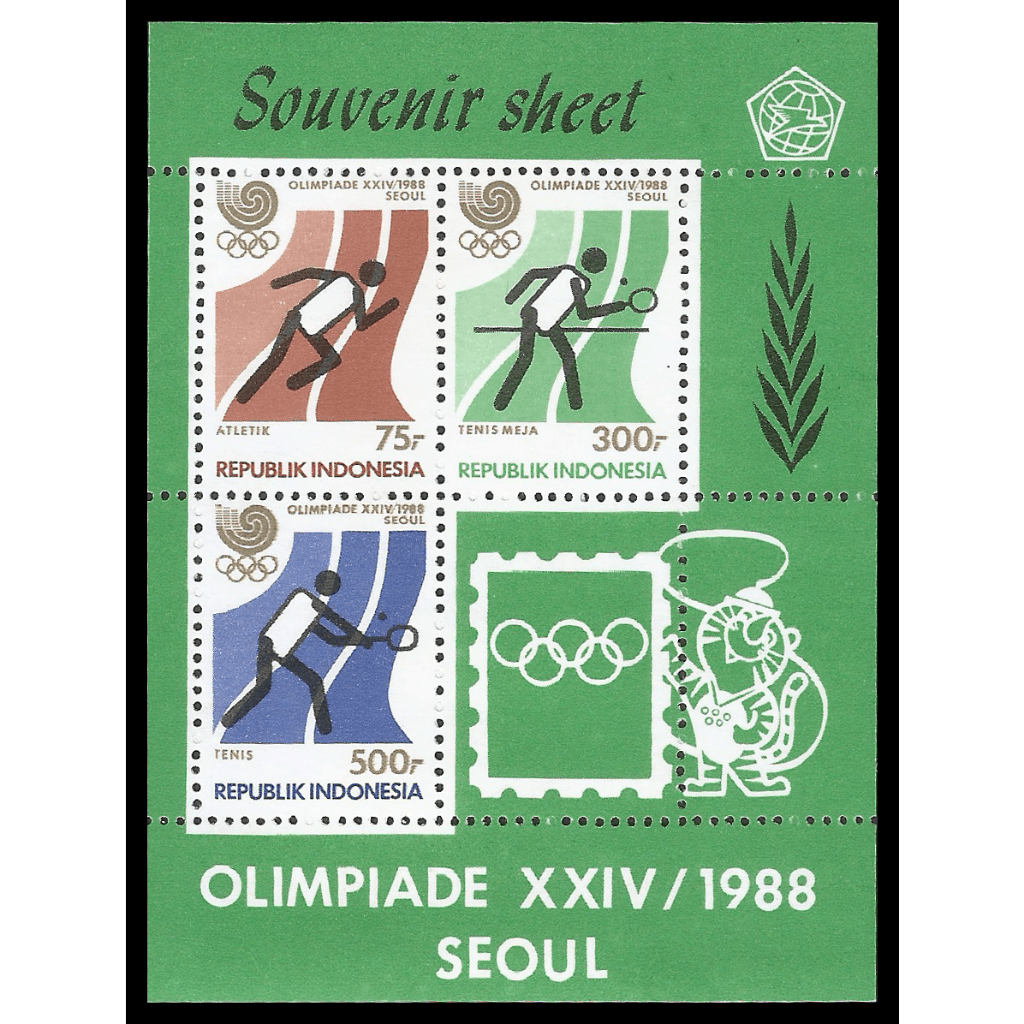 

Souvenir Sheet Prangko Perangko Indonesia Seri Olimpiade XXIV Seoul SS-69-72 Kondisi Mint